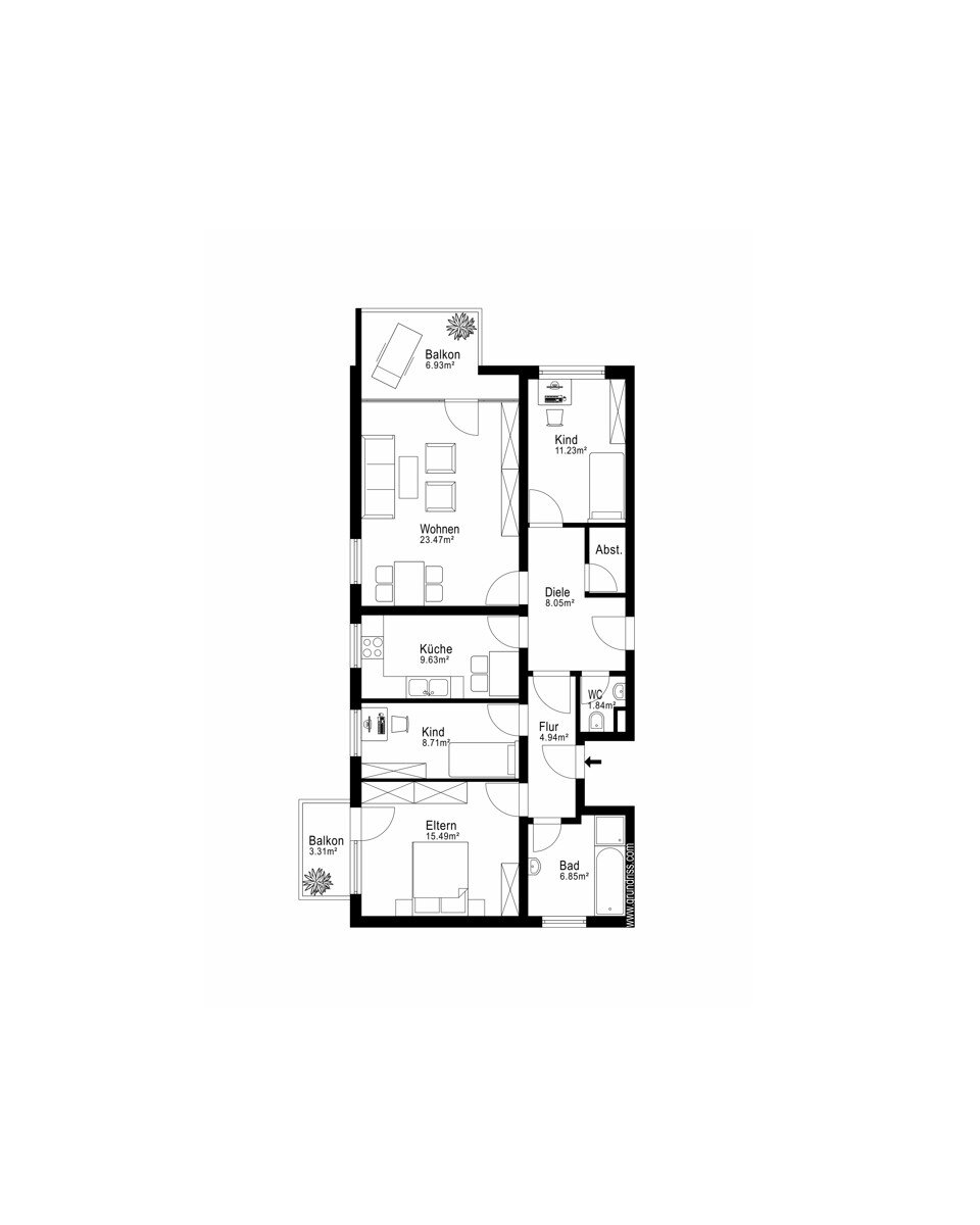 Wohnung zum Kauf 245.000 € 4 Zimmer 92,9 m²<br/>Wohnfläche Senden Senden 89250