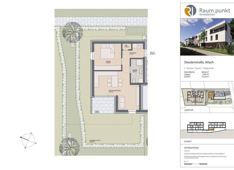 Wohnung zum Kauf - Erstbezug 329.000 € 2 Zimmer 46,1 m² EG Staudenstraße 5 Altach 6844