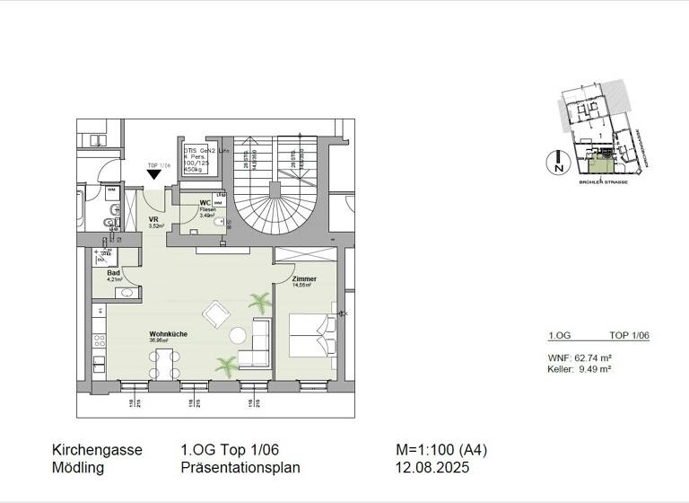 Wohnung zum Kauf 435.000 € 2 Zimmer 62,7 m² 1. Geschoss Mödling 2340