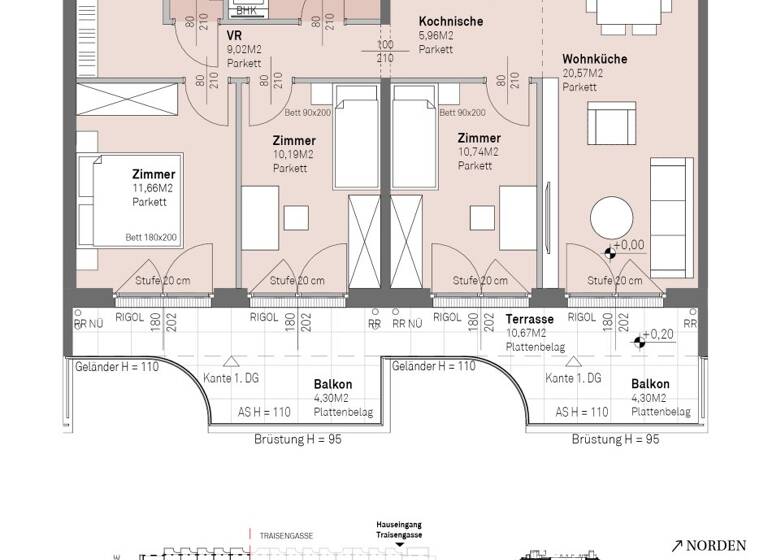 Wohnung zum Kauf - Erstbezug 606.700 € 4 Zimmer 77,3 m² 6. Geschoss frei ab 30.06.2028 Engerthstraße 111 Wien 1200