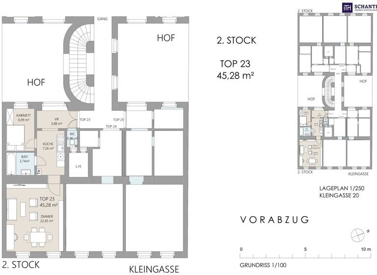 Wohnung zum Kauf 295.000 € 2 Zimmer 45,3 m² 3. Geschoss Kleingasse Wien,Landstraße 1030