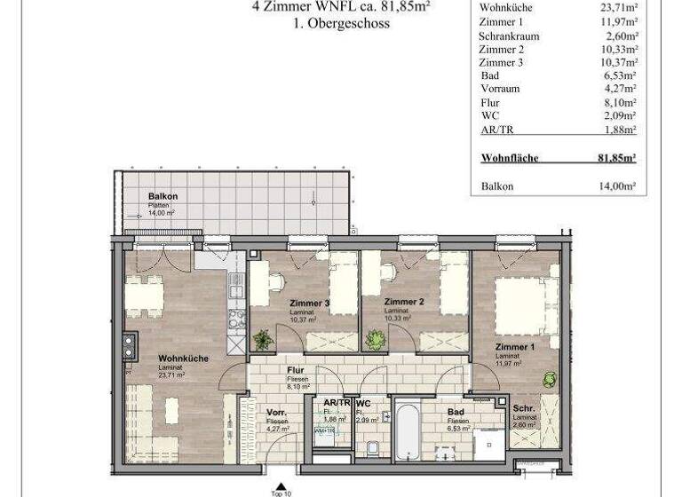 Wohnung zum Kauf - Erstbezug 369.900 € 4 Zimmer 82 m² Unterwaltersdorf 2442