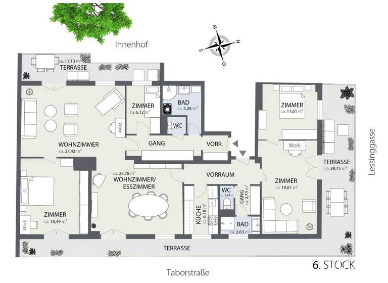 WG-Zimmer zum Kauf 849.900 € 6 Zimmer 141,2 m² 6. Geschoss Taborstraße 75A Wien 1020