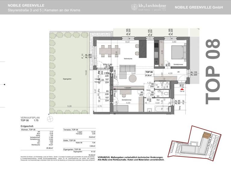 Wohnung zum Kauf - Erstbezug 389.000 € 3 Zimmer 87,6 m² EG Kematen an der Krems 4531
