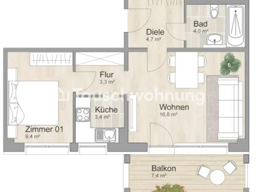 Wohnung zur Miete Tauschwohnung 400 € 2 Zimmer 45 m² 8. Geschoss Striesen-West Dresden 01307
