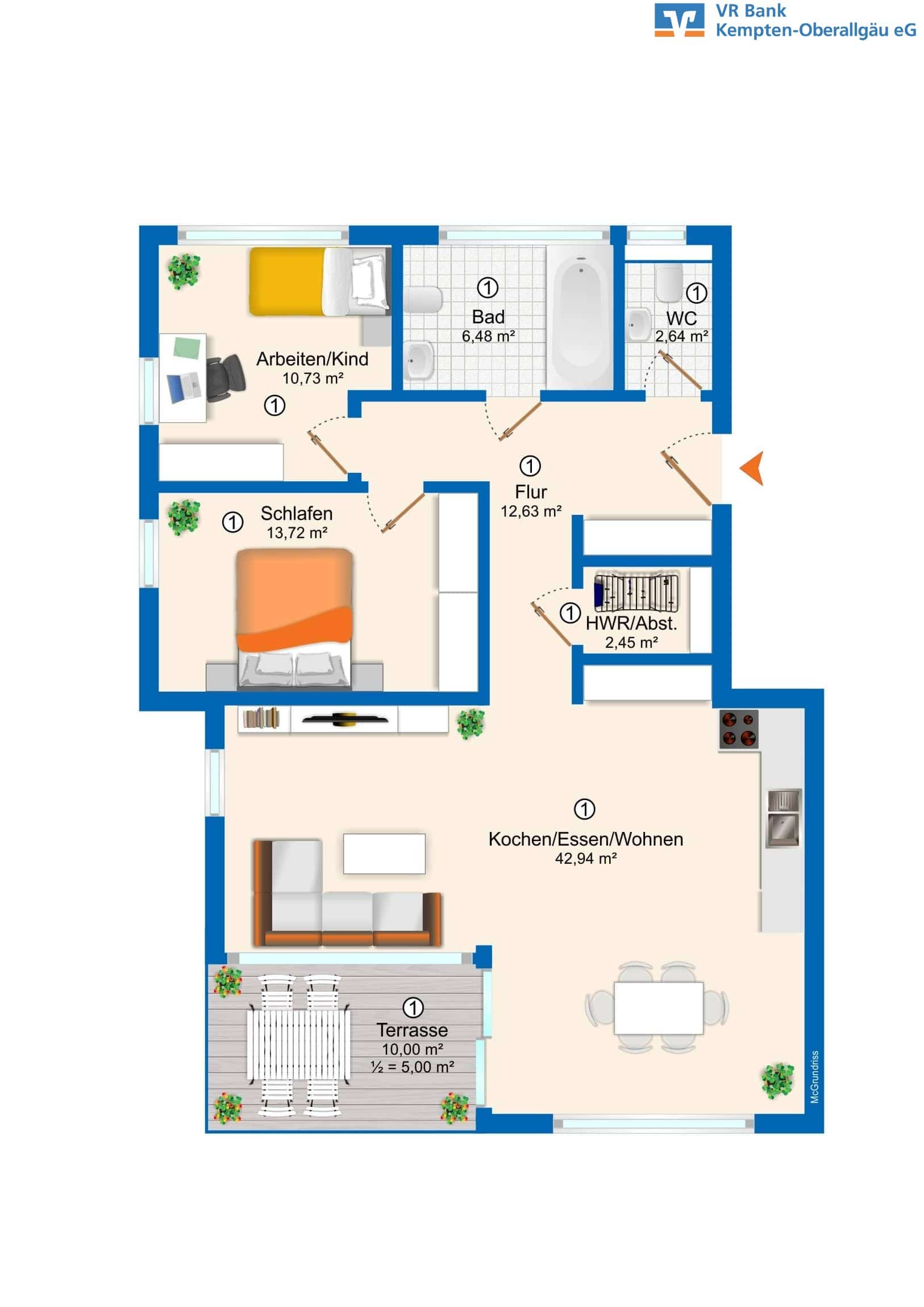 Wohnung zum Kauf provisionsfrei 497.438 € 3 Zimmer 96,6 m²<br/>Wohnfläche Dietmannsried Dietmannsried 87463