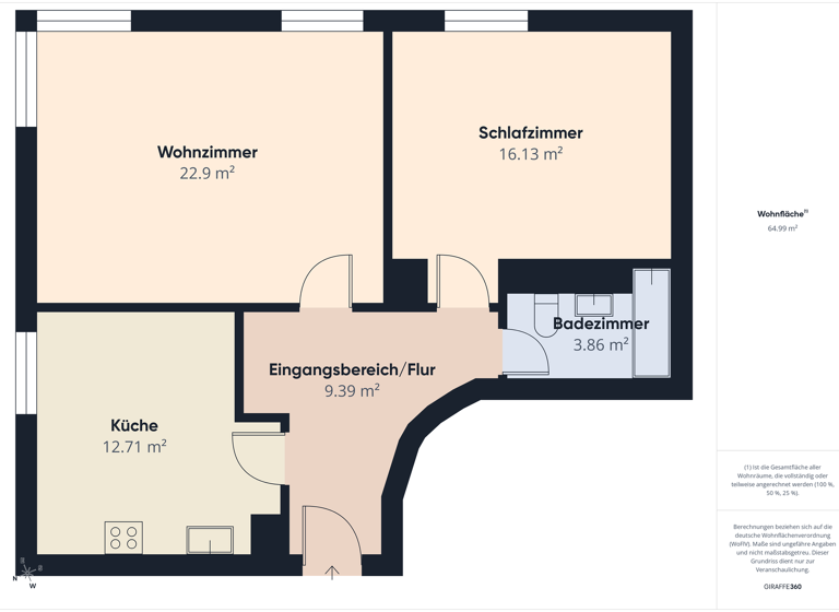 Wohnung zur Miete 800 € 2 Zimmer 64 m² frei ab 01.04.2026 Altstadt Bayreuth 95447