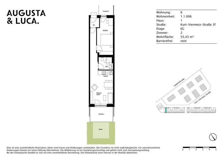 Wohnung zur Miete 995 € 2 Zimmer 55,4 m² EG Kurt-Viermetz-Straße 3f Innenstadt Augsburg 86150