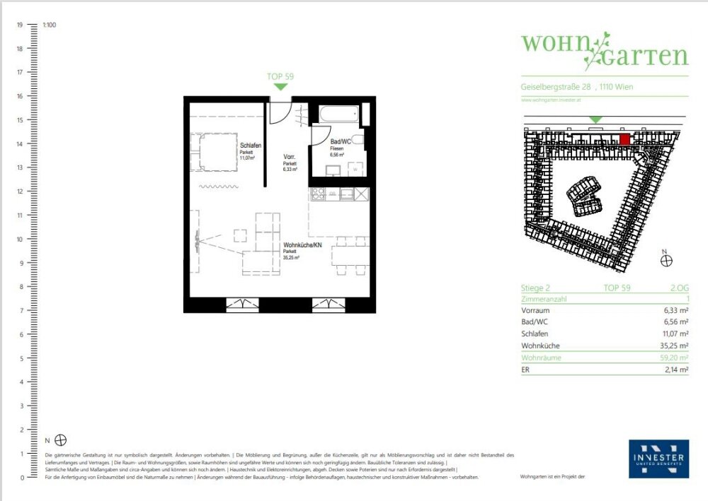 Wohnung zur Miete 692 € 1 Zimmer 59,2 m²<br/>Wohnfläche Wien 1110