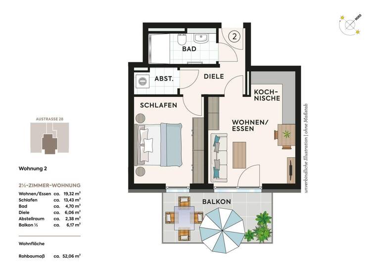 Wohnung zum Kauf provisionsfrei 239.500 € 2,5 Zimmer 51,6 m² Niedernhall 74676