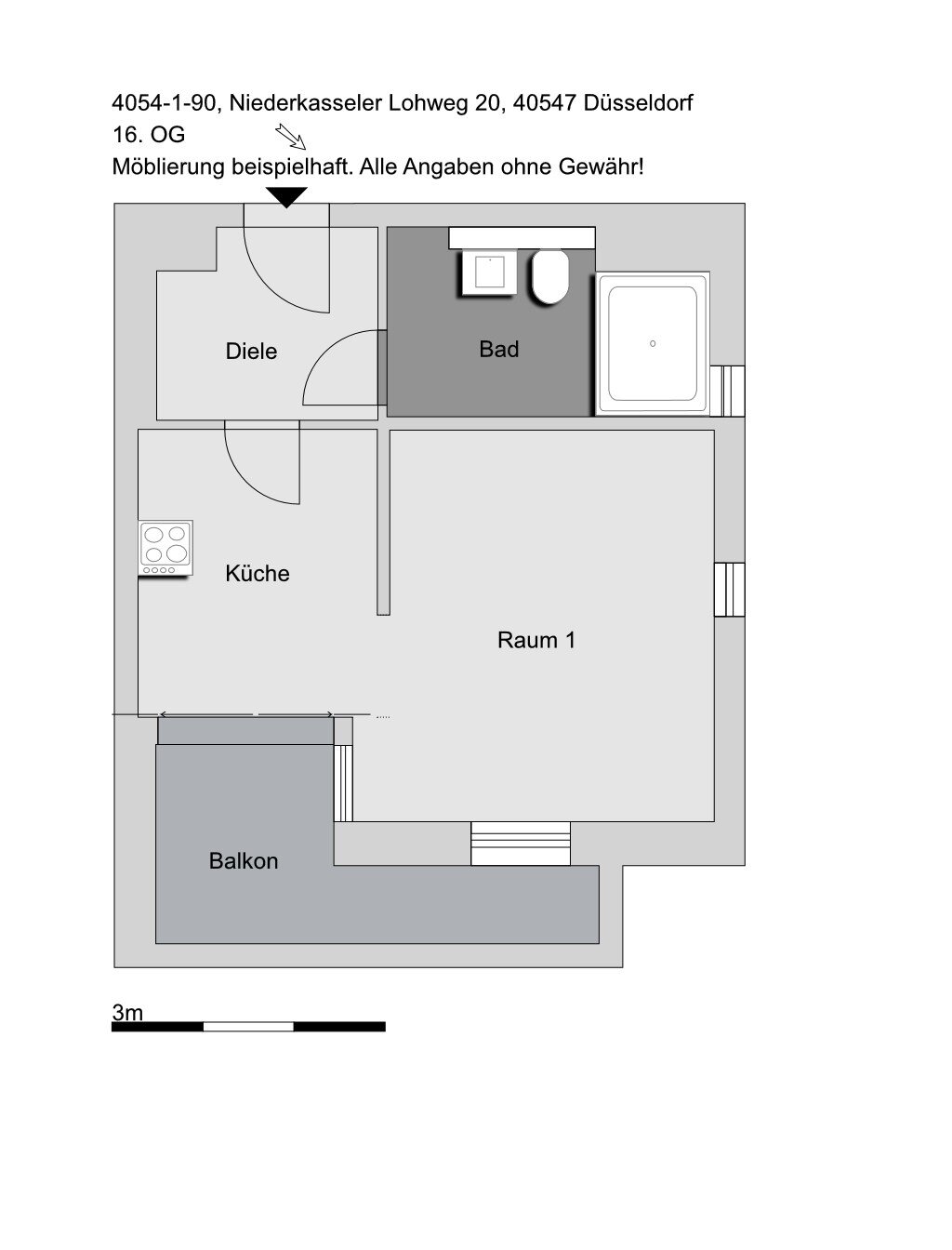 Wohnung zur Miete 695 € 1 Zimmer 39,7 m²<br/>Wohnfläche 16.<br/>Geschoss 01.02.2025<br/>Verfügbarkeit Niederkasseler Lohweg 20 Oberkassel Düsseldorf 40547