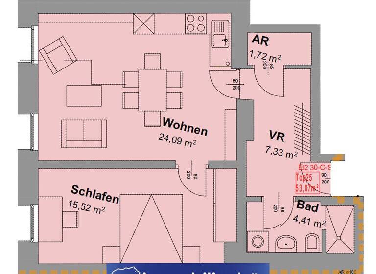 Wohnung zum Kauf 195.000 € 2 Zimmer 53,1 m² 4. Geschoss Grillparzerstraße 1 Lustenau Linz 4020