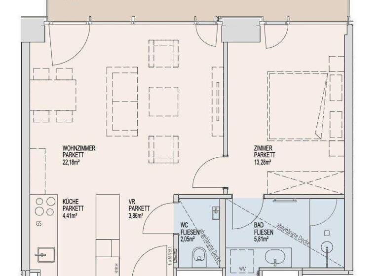 Wohnung zur Miete - Erstbezug 1.323 € 2 Zimmer 51,6 m² 36. Geschoss Donau-City-Straße Wien 1220