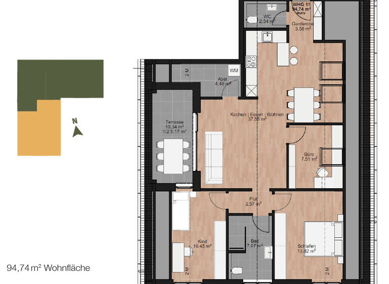 Wohnung zum Kauf 415.000 € 4 Zimmer 94,7 m² Bubesheim 89347