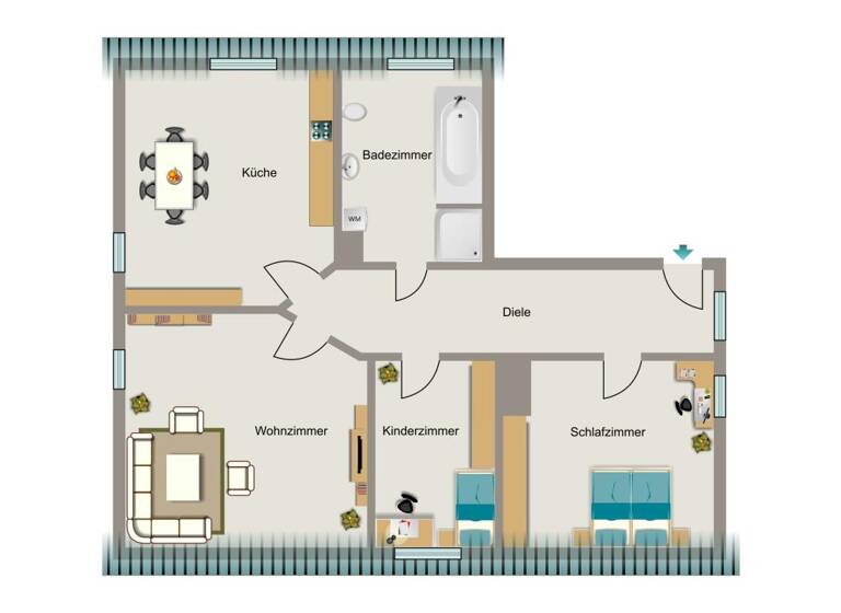 Wohnung zur Miete 779 € 3,5 Zimmer 93,8 m² 2. Geschoss Dorstener Straße 517 Crange Herne 44653