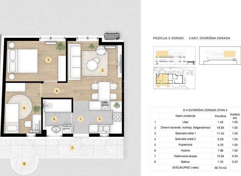 Wohnung zum Kauf 250.704 € 3 Zimmer 52 m² 2. Geschoss Crikvenica Centar