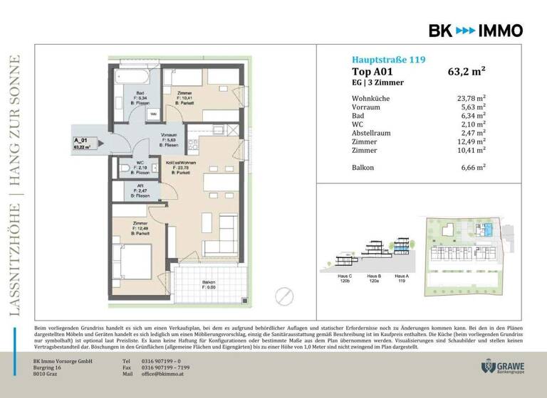 Wohnung zum Kauf - Erstbezug 285.000 € 3 Zimmer 63,2 m² EG Hauptstraße Laßnitzhöhe 8301