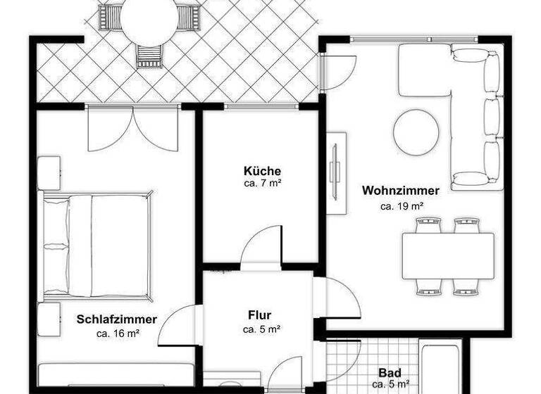 Wohnung zum Kauf provisionsfrei 269.000 € 2 Zimmer 55,3 m² EG Dettenhausen 72135