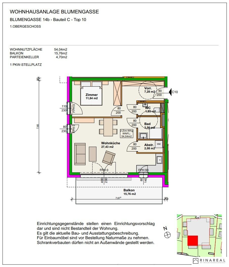 Terrassenwohnung zur Miete 709 € 2 Zimmer 54 m²<br/>Wohnfläche 1.<br/>Geschoss 01.12.2024<br/>Verfügbarkeit Wiener Neustadt 2700