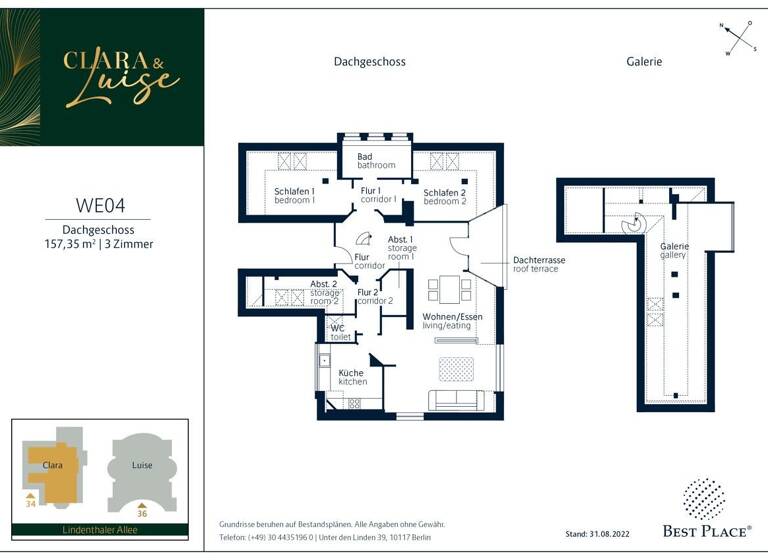 Wohnung zum Kauf provisionsfrei 720.000 € 3 Zimmer 157,4 m²<br/>Wohnfläche Dachgeschoss<br/>Geschoss Lindenthaler Allee 34 Zehlendorf Berlin 14163