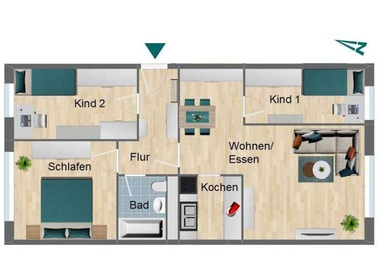 Wohnung zur Miete 440 € 4 Zimmer 66,8 m² 2. Geschoss Julius-Fucik-Straße 8 Pößneck,Stadt Pößneck 07381