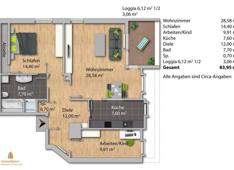 Wohnung zur Miete 980 € 3 Zimmer 84 m² Steppach b.Augsburg Neusäß 86356