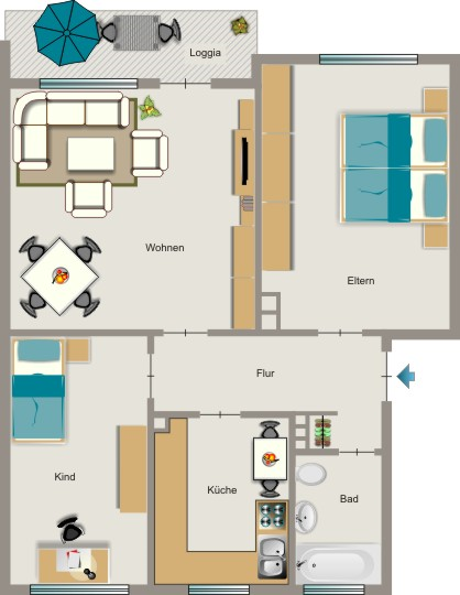 Wohnung zur Miete 364 € 3,5 Zimmer 56,8 m²<br/>Wohnfläche EG<br/>Geschoss Am Küllenacker 19 Fahrn Duisburg 47169