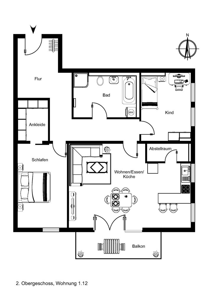 Wohnung zur Miete 1.285 € 3 Zimmer 93,4 m²<br/>Wohnfläche 2.<br/>Geschoss 01.03.2025<br/>Verfügbarkeit St. Jürgen Ring 54 Hüxter- / Mühlentor / Gärtnergasse Lübeck / Sankt Jürgen 23564