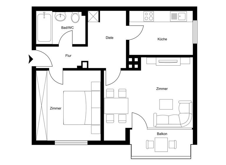 Wohnung zum Kauf 109.000 € 2,5 Zimmer 55 m² 1. Geschoss Langendreer Bochum 44894