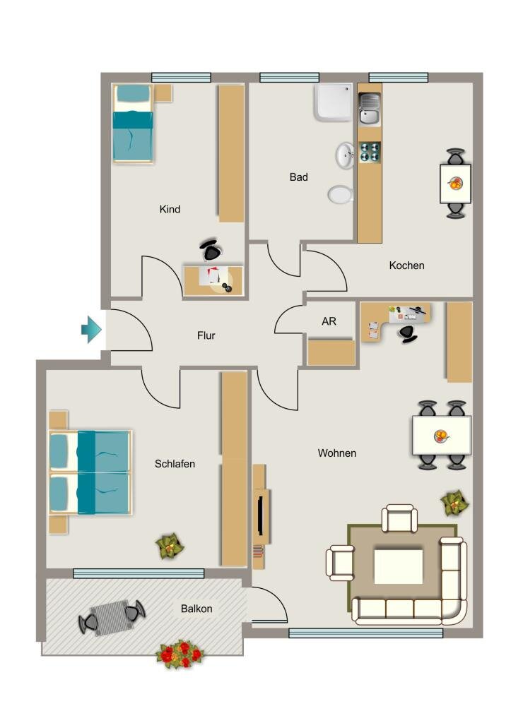 Wohnung zur Miete 610 € 3,5 Zimmer 72,5 m²<br/>Wohnfläche 2.<br/>Geschoss Schauacker 16 Brackel Dorf Dortmund 44309