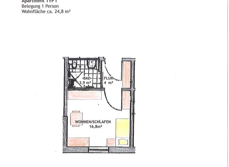 Studio zur Miete 250 € 1 Zimmer 24,8 m² EG Pestalozzistraße 2 a Gotha 99867