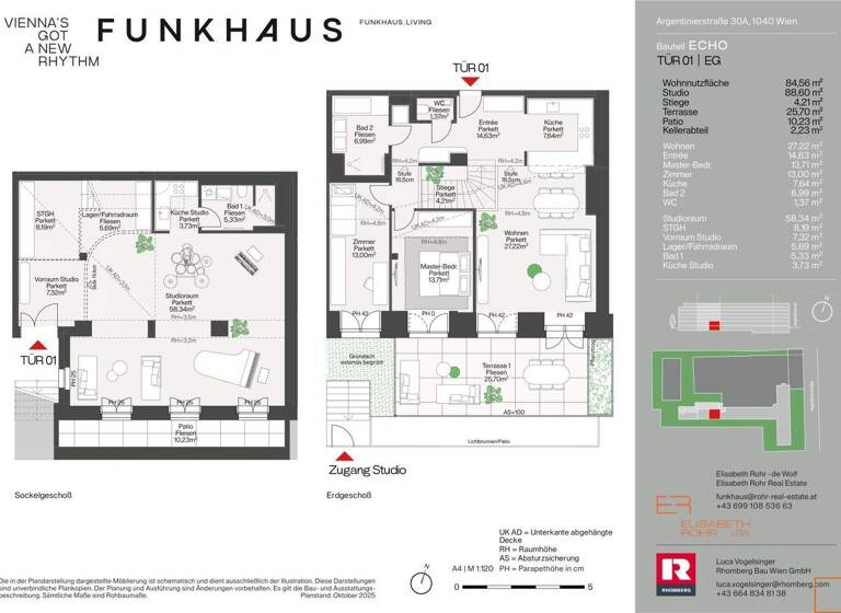 Maisonette zum Kauf - Erstbezug 1.500.000 € 4 Zimmer 84,6 m² EG Wien 1040