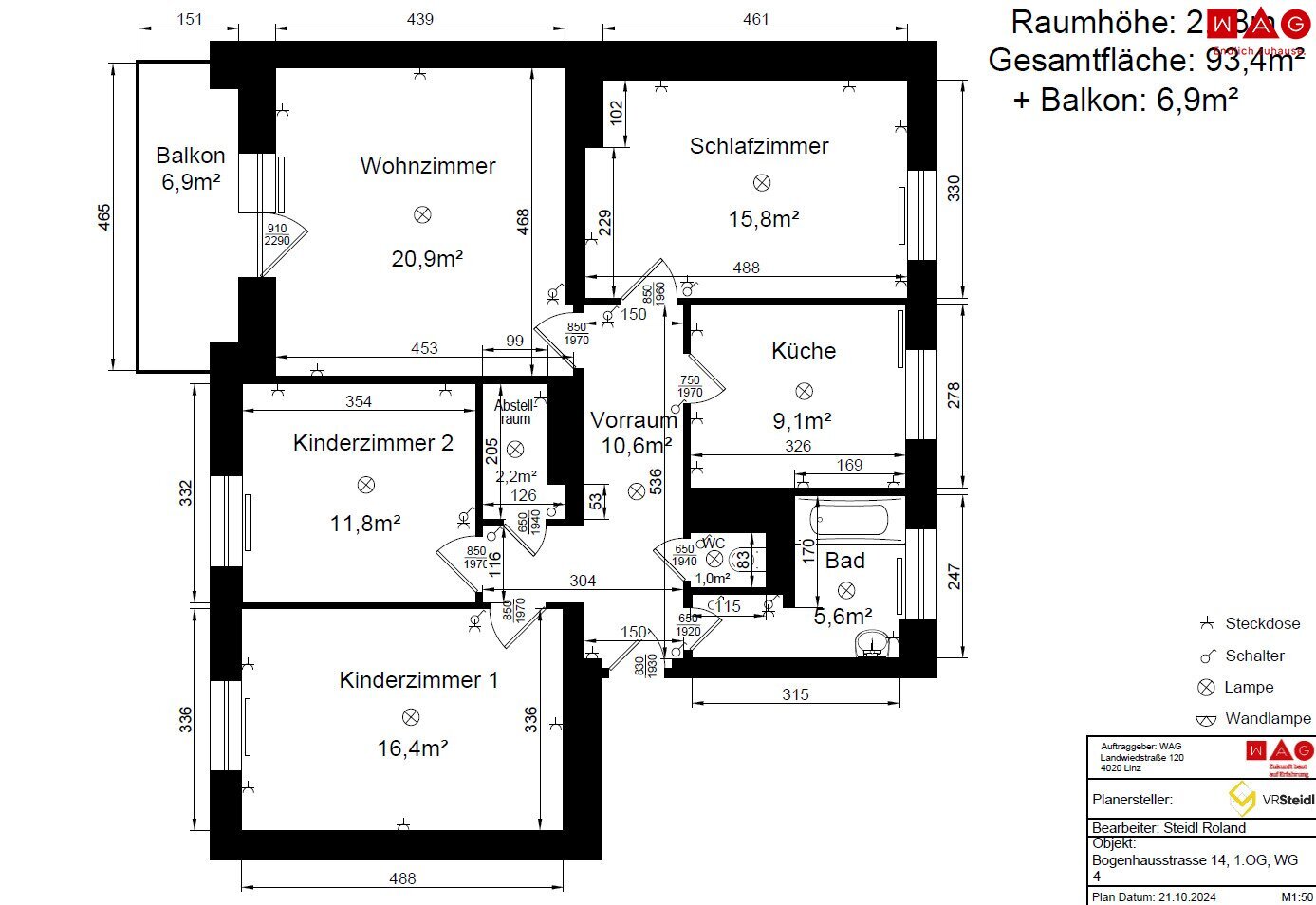 Wohnung zur Miete 495,92 € 4,5 Zimmer 93,4 m²<br/>Wohnfläche 1.<br/>Geschoss 25.11.2024<br/>Verfügbarkeit Bogenhausstraße Steyr Steyr 4400