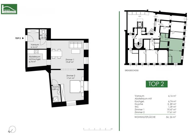 Wohnung zur Miete 1.091 € 2 Zimmer 54,3 m² EG Pezzlgasse 68 Wien 1170
