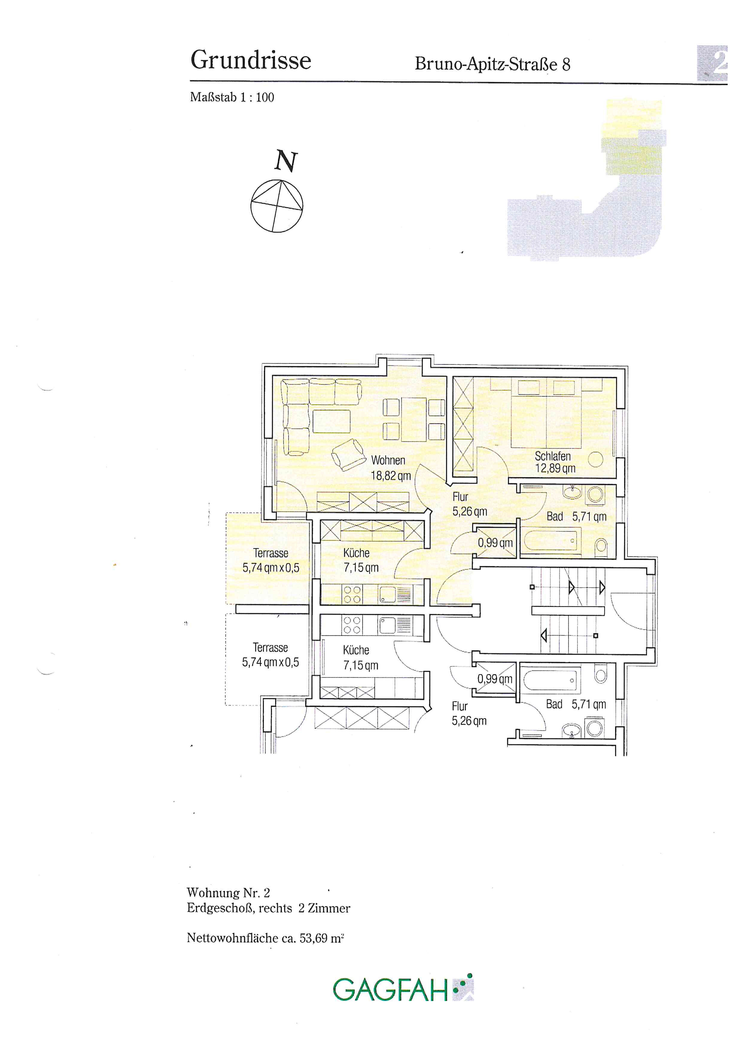 Wohnung zum Kauf 125.000 € 2 Zimmer 54 m²<br/>Wohnfläche EG<br/>Geschoss Bruno - Apitz - Straße 8a Schöndorf Weimar 99427