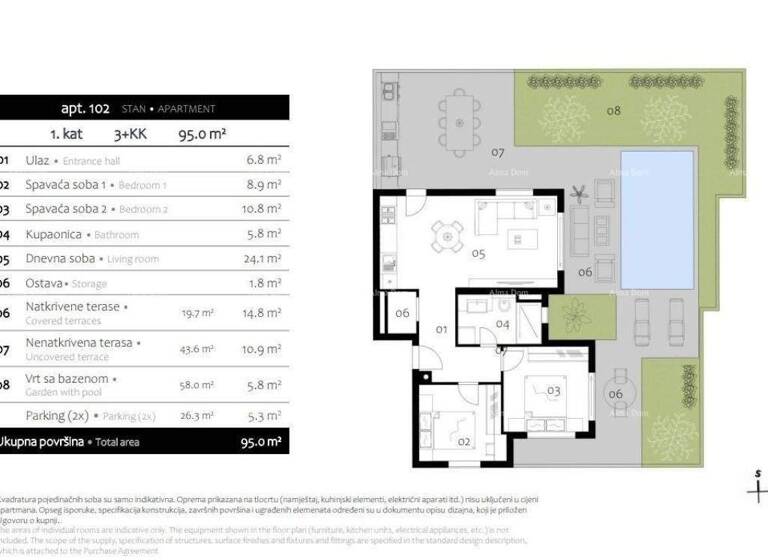 Wohnung zum Kauf 399.000 € 3 Zimmer 95 m² Premantura, Pomer