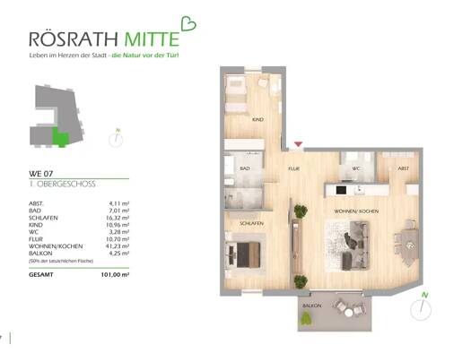 Wohnung zum Kauf provisionsfrei 575.000 € 3 Zimmer 101 m² 1. Geschoss Rösrath Rösrath 51503