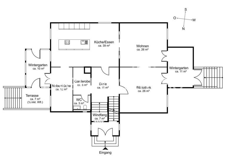 Villa zum Kauf 6.950.000 € 14 Zimmer 413 m² 979 m² Grundstück Uhlenhorst Hamburg 22085