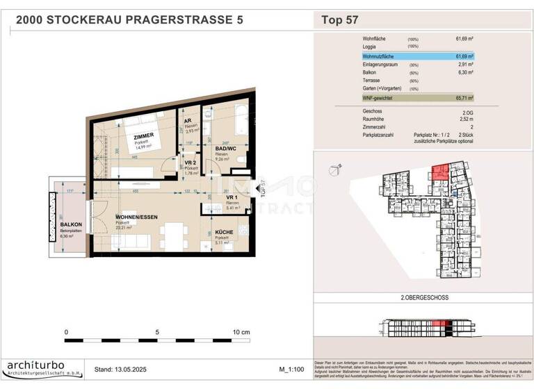 Wohnung zum Kauf 307.537 € 2 Zimmer 2. Geschoss Stockerau 2000