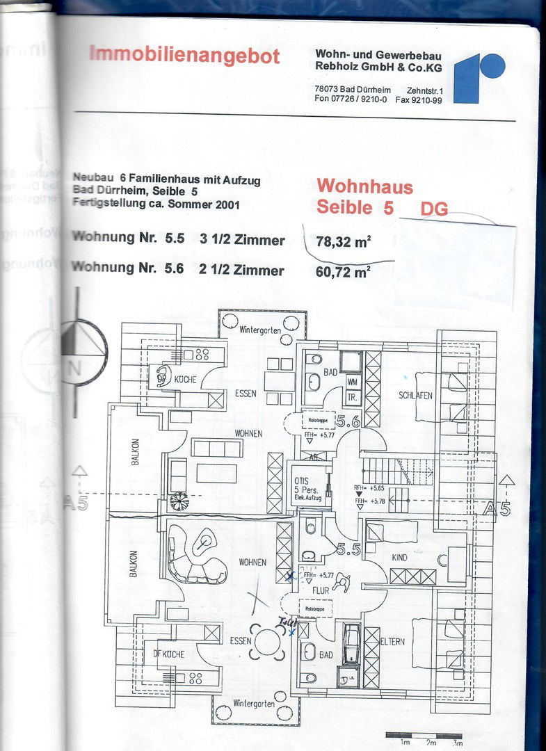 Wohnung zum Kauf provisionsfrei 269.000 € 3,5 Zimmer 78,3 m²<br/>Wohnfläche 3.<br/>Geschoss Seible 5 Bad Dürrheim Bad Dürrheim 78073