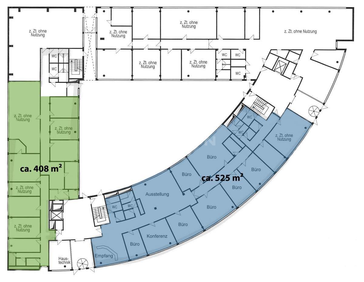 Bürofläche zur Miete provisionsfrei 8,50 € 933 m²<br/>Bürofläche ab 408 m²<br/>Teilbarkeit Dr.-Alfred-Herrhausen-Allee 9-11 Bergheim Duisburg 47228