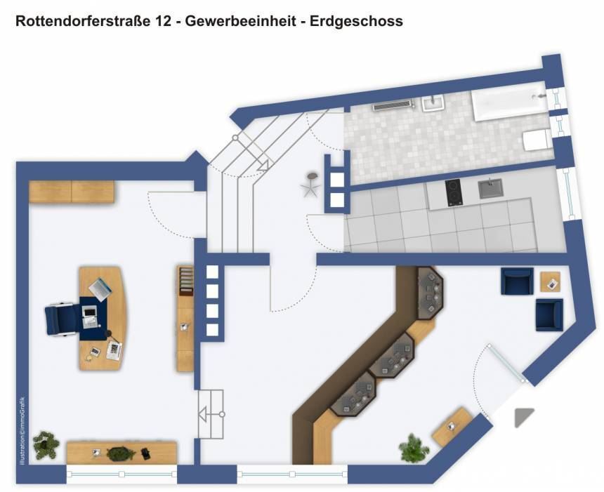 Bürofläche zur Miete provisionsfrei 840 € 65 m²<br/>Bürofläche Rottendorferstr. 12 Frauenland Würzburg 97074