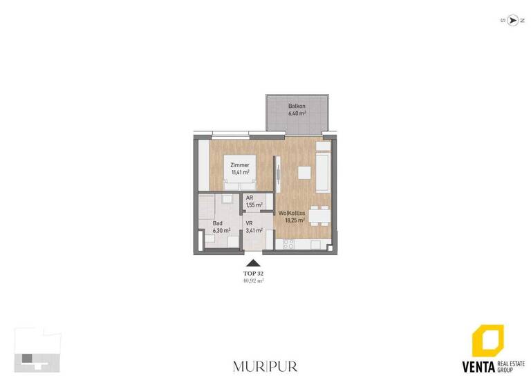Wohnung zum Kauf 205.855 € 2 Zimmer 40,9 m² 4. Geschoss Lagergasse 56 Gries Graz 8020