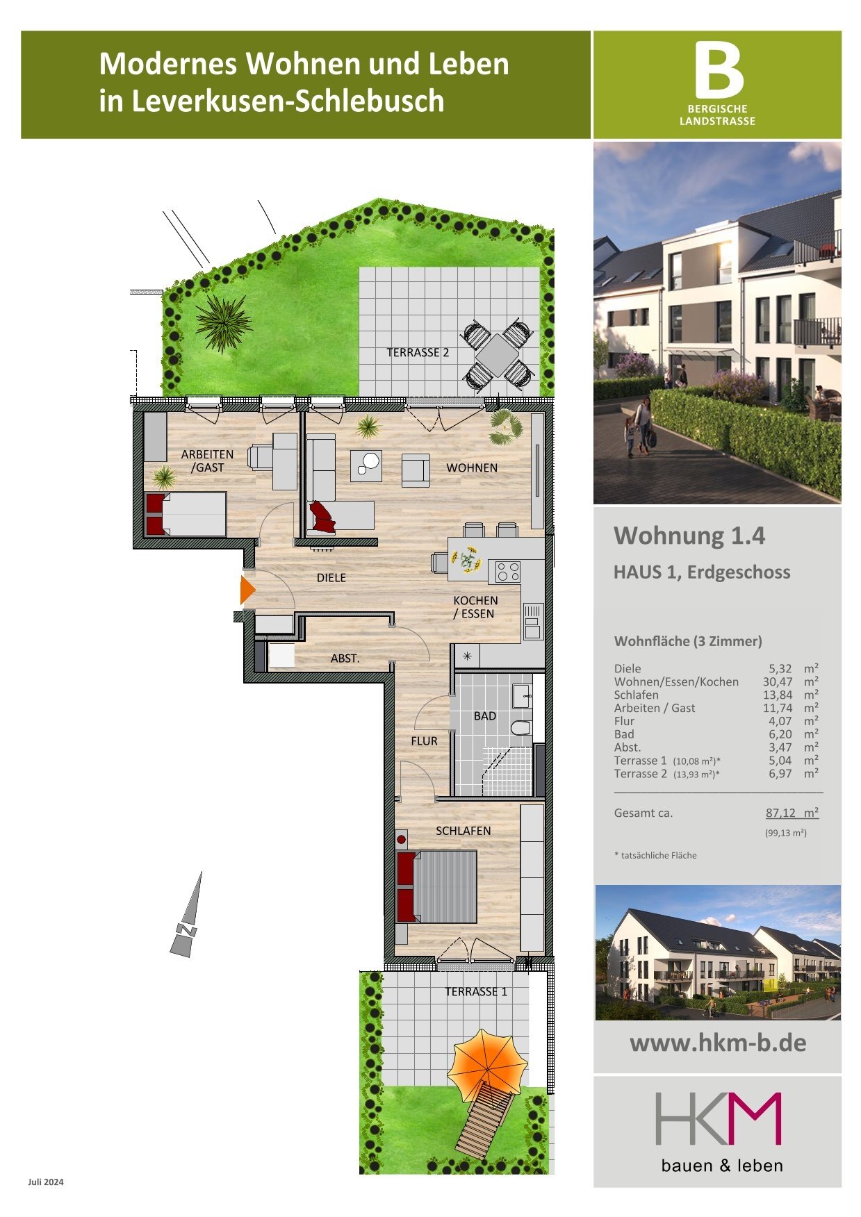 Wohnung zum Kauf provisionsfrei 444.900 € 3 Zimmer 87,1 m²<br/>Wohnfläche EG<br/>Geschoss Schlebusch - Nord Leverkusen 51375