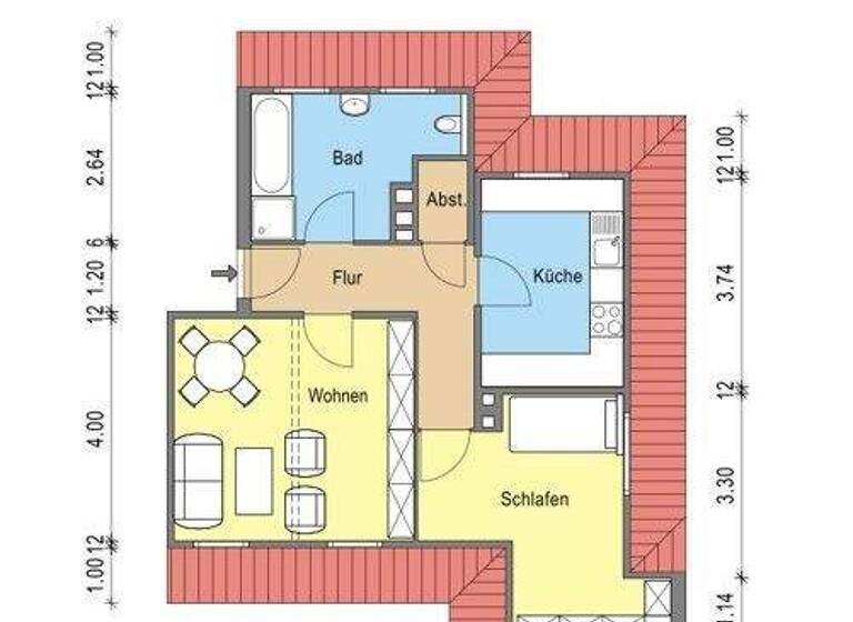 Wohnung zur Miete 548 € 2 Zimmer 54,8 m² 5. Geschoss frei ab 29.03.2026 Hermannstr. 39A Offenbach am Main 63069