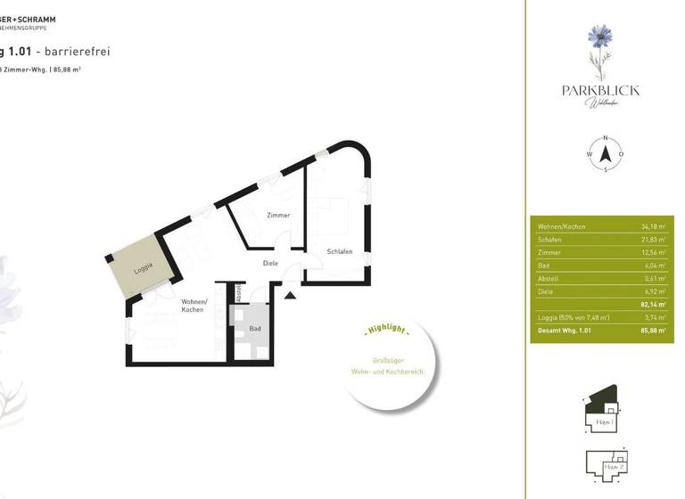 Wohnung zum Kauf - Erstbezug 576.450 € 3 Zimmer 85,9 m² EG Wehlheider Straße 7 Wehlheiden Kassel 34121