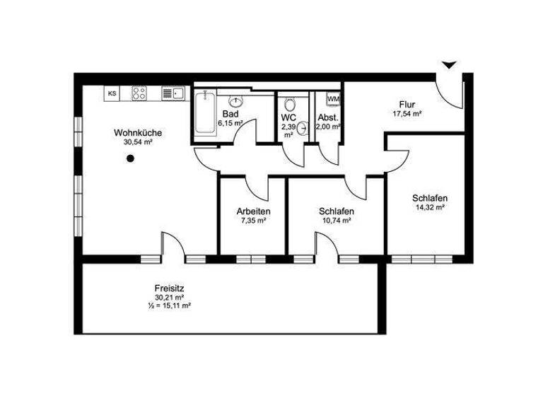 Wohnung zur Miete - Erstbezug 1.688 € 3,5 Zimmer 106,1 m² 2. Geschoss Pinneberg 25421