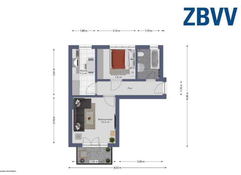Wohnung zur Miete 339 € 2 Zimmer 47 m² 3. Geschoss Reichelstr. 11 Neue Neustadt Magdeburg 39124