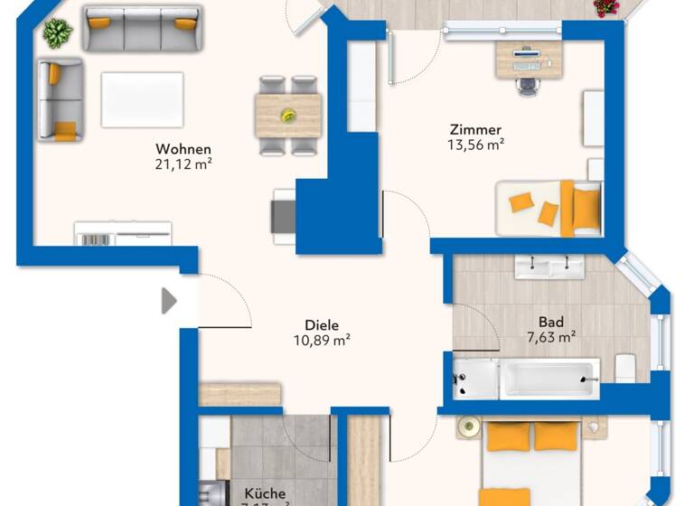 Wohnung zum Kauf 360.000 € 3 Zimmer 80 m²<br/>Wohnfläche 1.<br/>Geschoss Biebrich Wiesbaden 65187