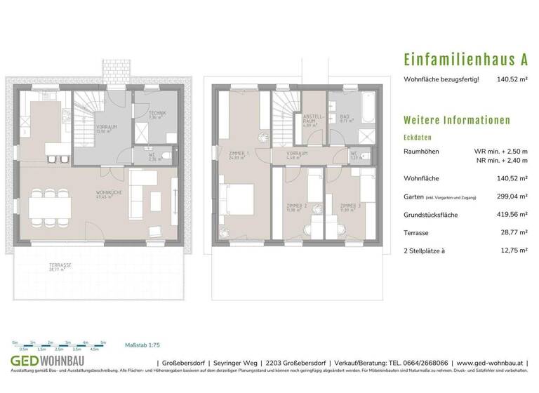 Doppelhaushälfte zum Kauf provisionsfrei 732.000 € 4 Zimmer 140,5 m² 419,6 m² Grundstück Großebersdorf 2203